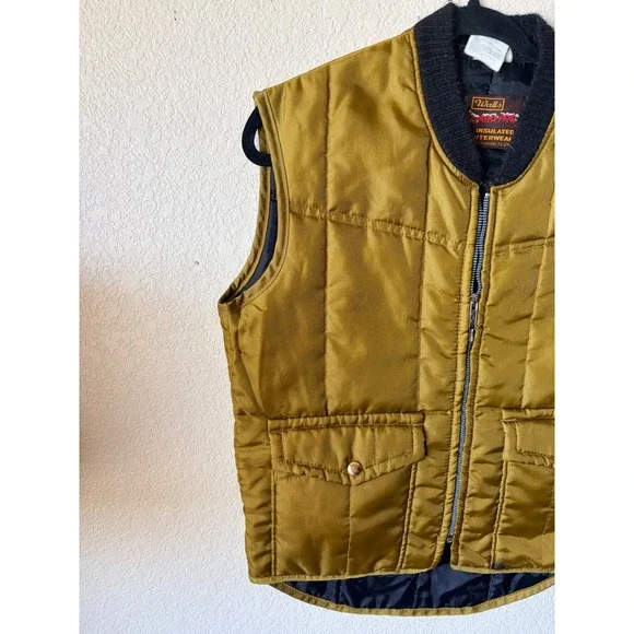 Vintage Walls Blizzard-Pruf Insulated Vest Mens Small Green Quilted Zip Up USA - Picture 6 of 7